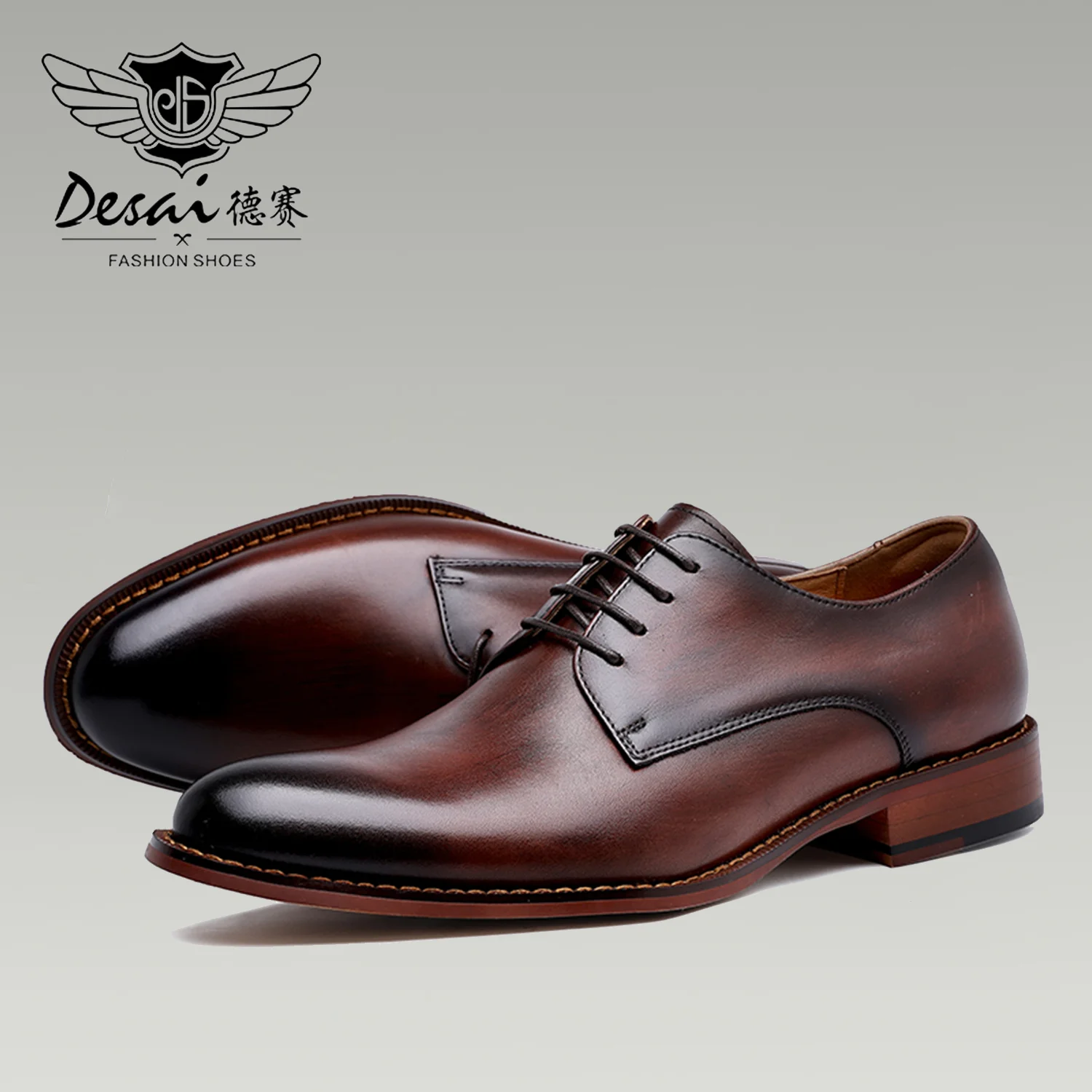 Desai-Chaussures derby en cuir véritable pour hommes, chaussures d\'affaires, marque classique, décontractées, cadeaux