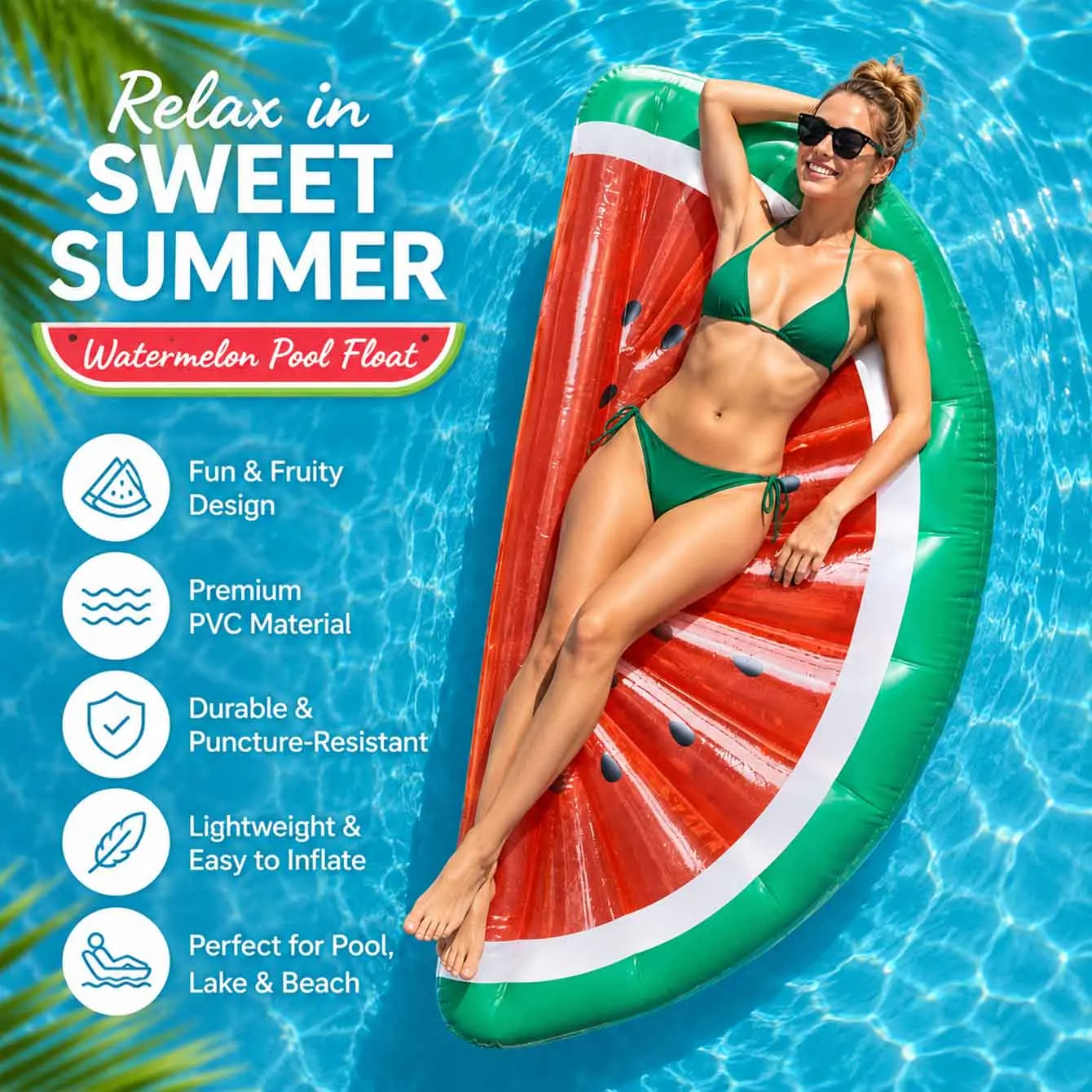 1PC Inflatable Giant Pool Float Air Mattress Floating Row Water Toys Watermelon Beach Swimming Ring Floatie Mat for Adult