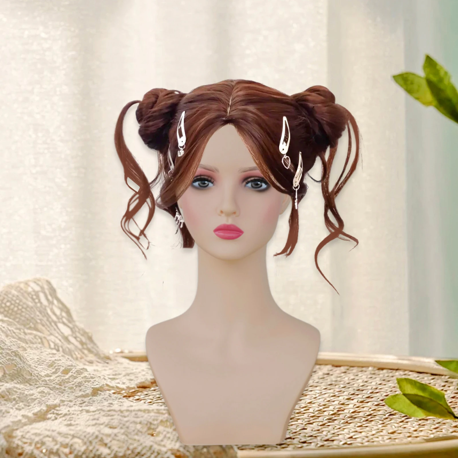 أنثى عارضة أزياء رئيس شعر مستعار عرض نموذج مع الكتف متعددة الأغراض المهنية دائم القزم لصنع الأقراط القبعات الباروكات #5