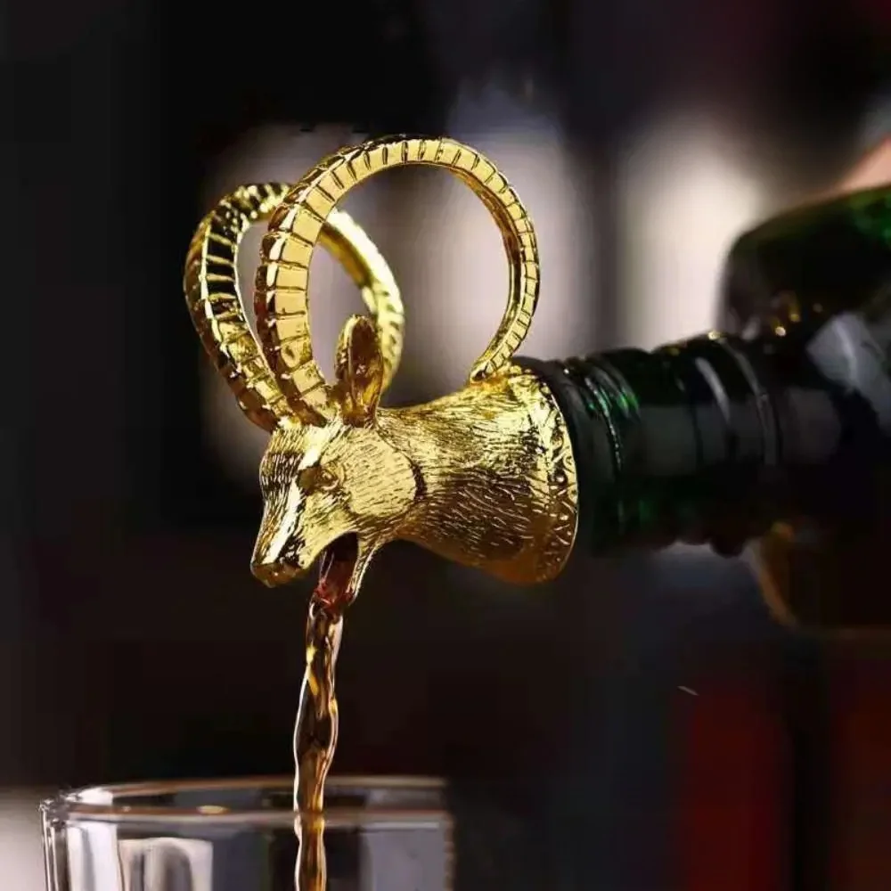 Bouchon de bouteille portable en alliage de zinc, ouvre-bouteille, aérateurs de vin, fournitures de fête, léopard mignon, discuter, tête d'antilope