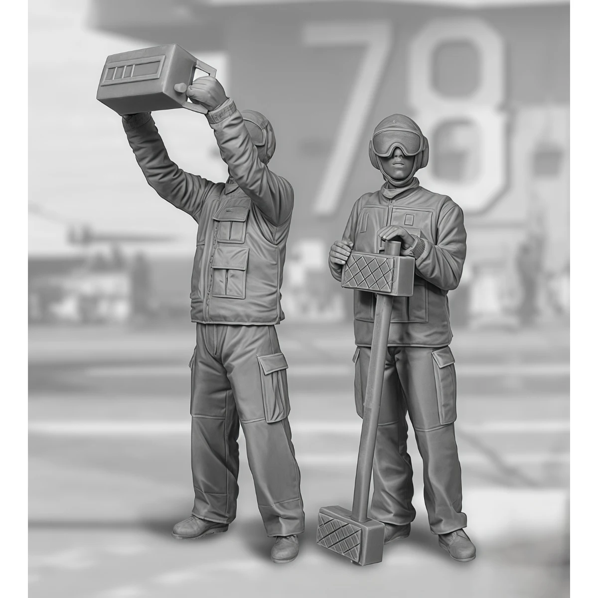 

1/32 Resin Unpainted Model Kit, Military Theme, Unassembled and Unpainted GK for US Aircraft Carrier Deck Crew