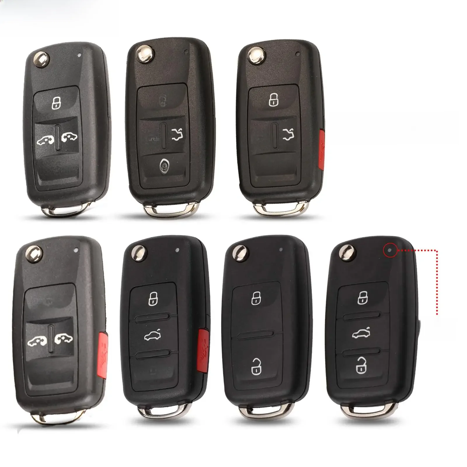 Jingyuqin 2/3/4/5 Tasten Klappbare Fernbedienung Autoschlüsselhülle für VW Sharan Tiguan Golf Sagitar Polo MK6 Touareg