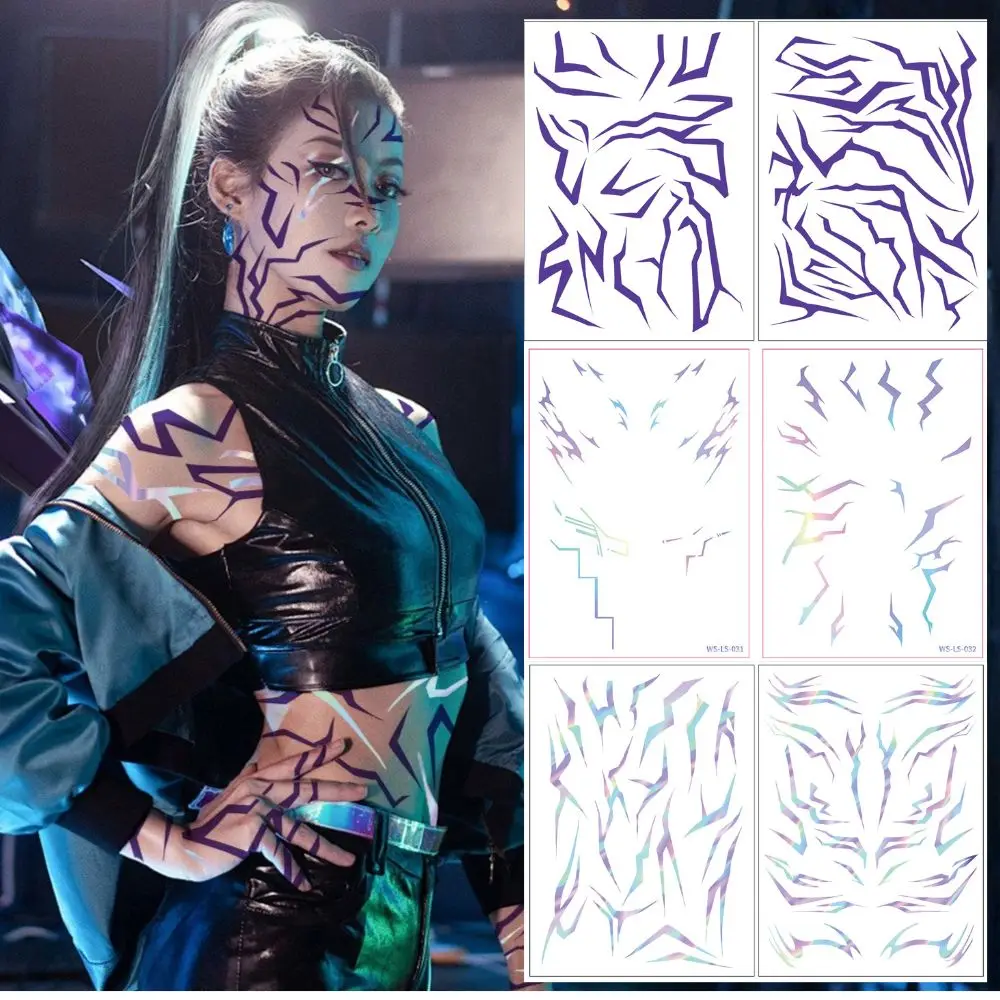 

4 шт./компл. новый лазерный Kpop охотники на демонов Руми Кан временная татуировка наклейка для лица и тела татуировка наклейка для Хэллоуина подарки