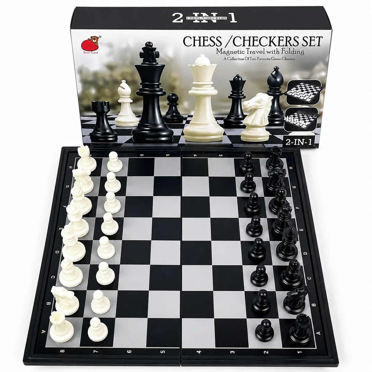 Jeu d'échecs et de dames magnétique pliable 2 en 1, 25x25cm, avec boîte de transport, sûr, portable, jouet éducatif de voyage, cadeau