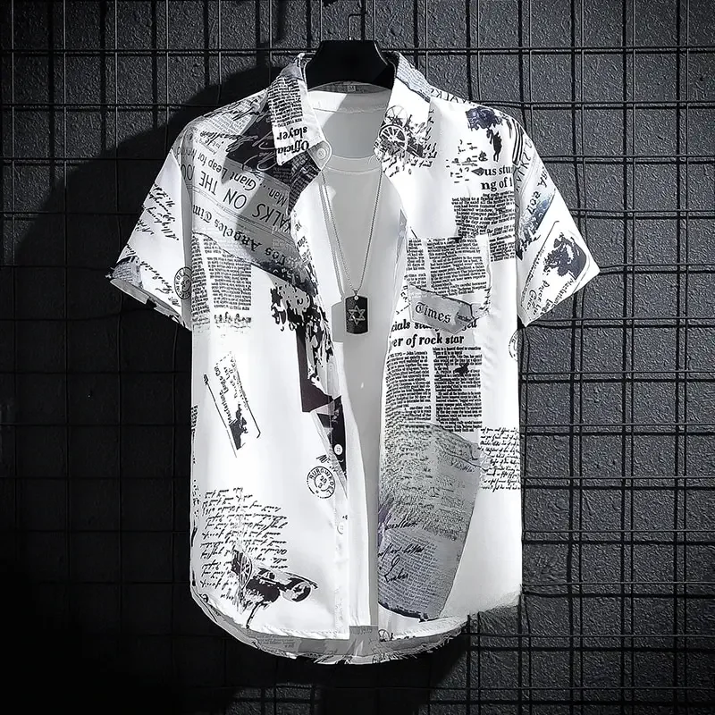 Chemises imprimées à manches courtes pour hommes, haut de plage fin, loisirs en bord de mer, vêtements essentiels pour hommes