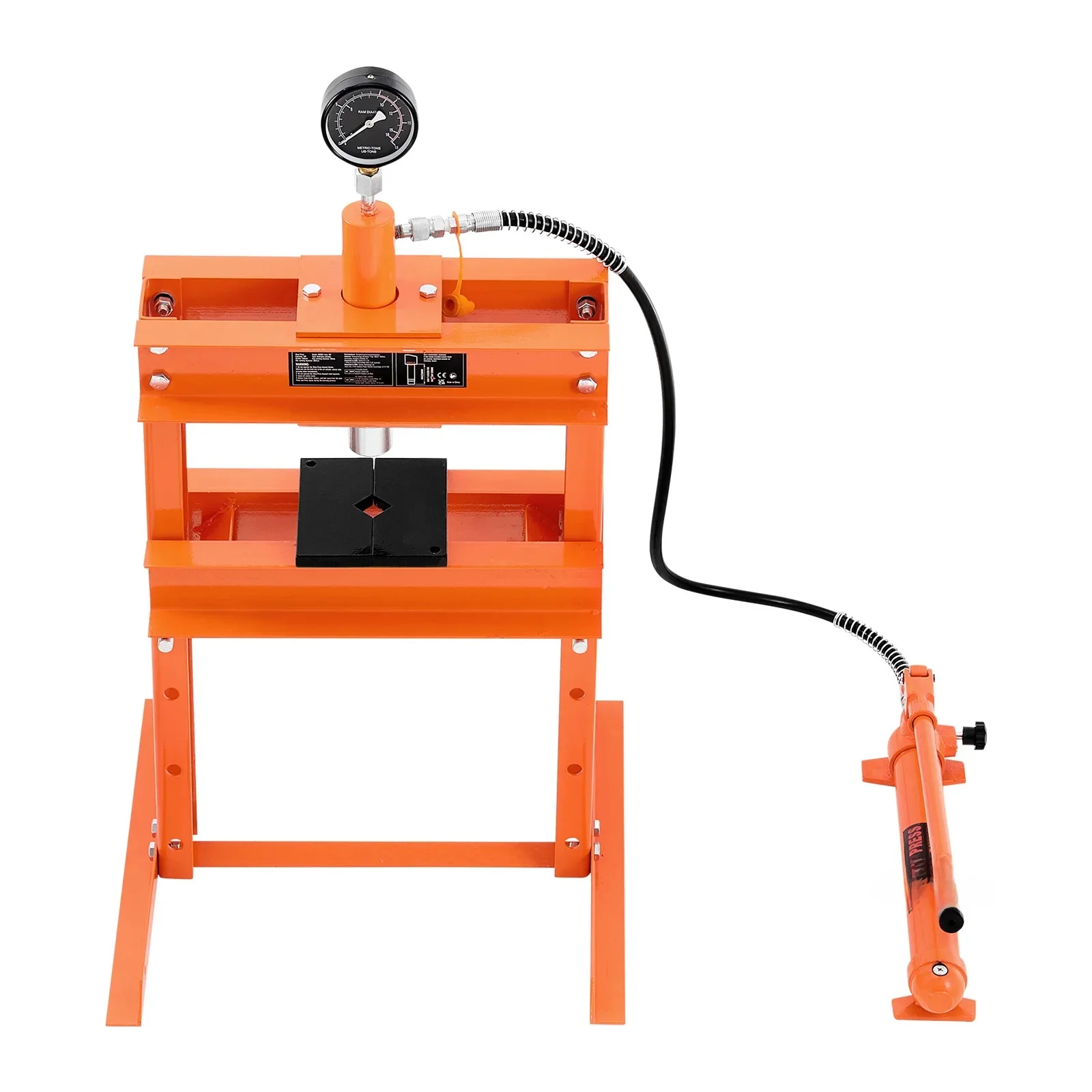 SucceBuy Hydraulische winkelpers 10T H-frame winkelpers met persplaat en H-vormige basis Verstelbare hydraulische pers Geschikt voor buigen - afbeelding 2