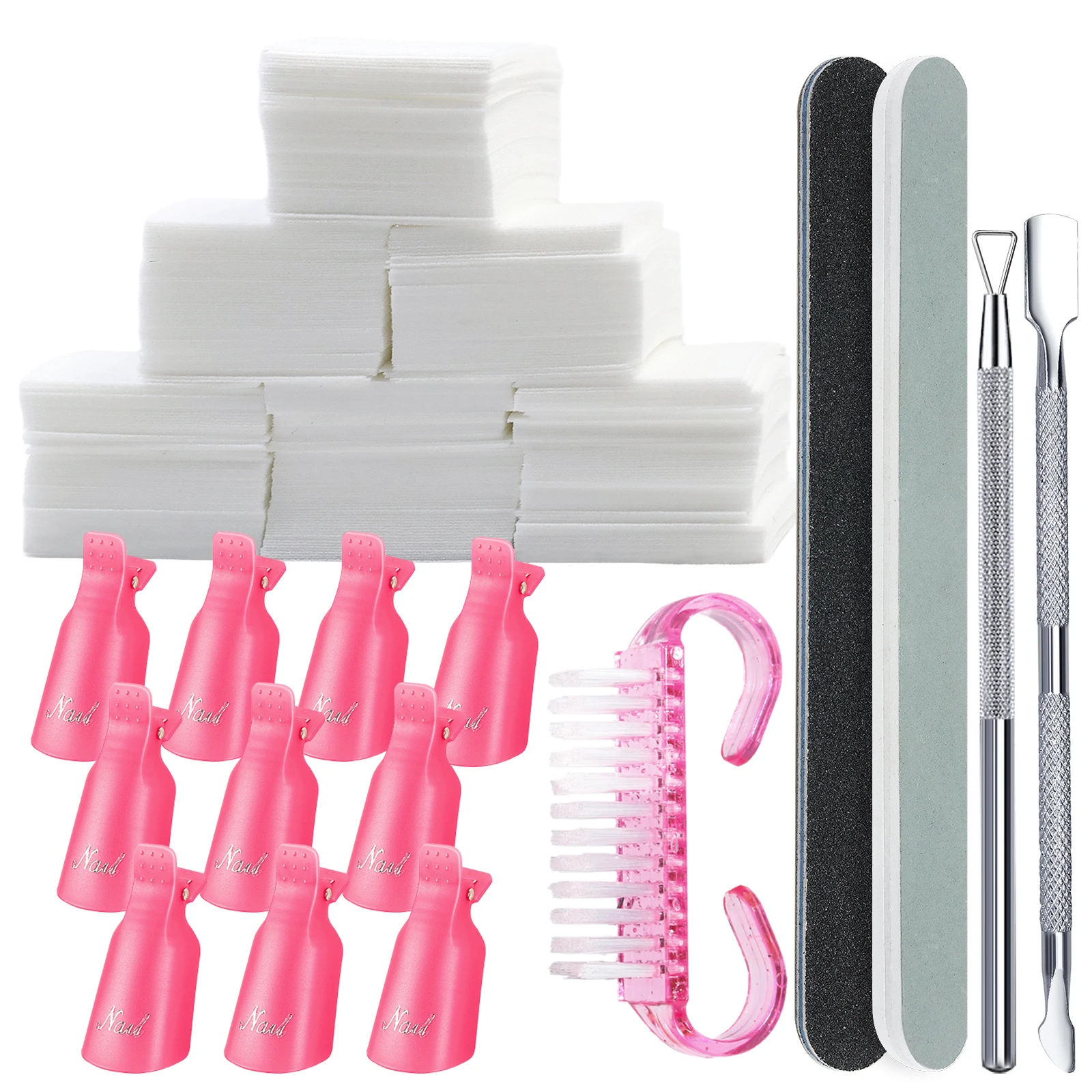 7 قطعة/الحقيبة أدوات الأظافر العناية بالأظافر مجموعة مزيل الأظافر منشفة الأظافر مزيل الأظافر مقاطع تلميع ملف قابلة لإعادة الاستخدام مجموعة مزيل طلاء الأظافر #1