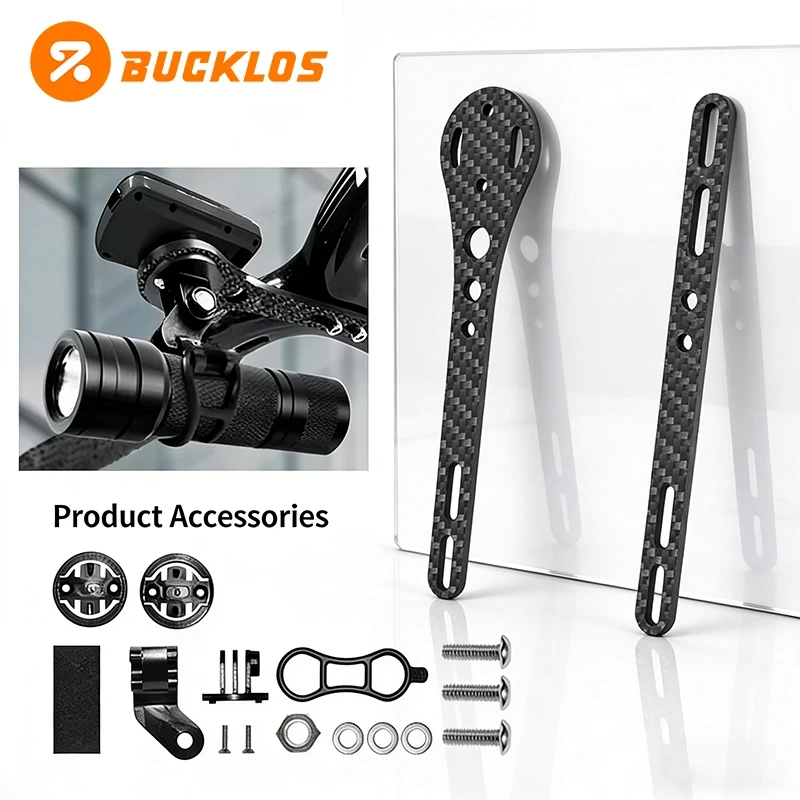 

BUCKLOS Carbon Fiber Bicycle Computer Holder Road MTB Bike Mount for Garmin/Bryton Bike Speedometer Stopwatch Stand light Bracke