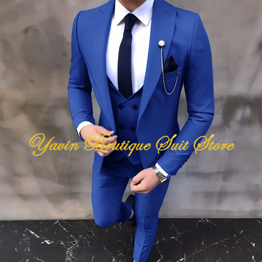 Formal Men Suits Wedding Groom Tuxedo Slim Fit Business Blazer Prom Party Jacket Pants Vest 3 Pieces Set