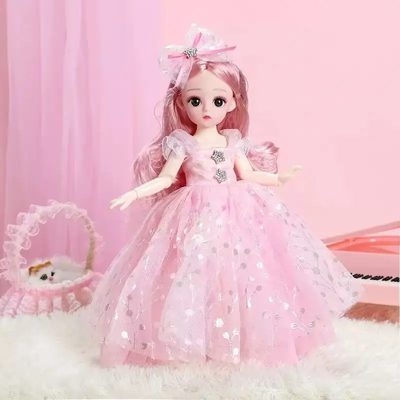 Muñeca articulada móvil de 30CM para niña, juguetes DIY, bonita muñeca de seguridad para bebés, niños pequeños, princesa, hermosa muñeca de maquillaje 3D