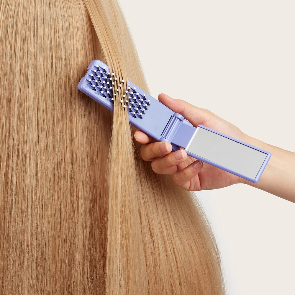 Hair Comb With Folding Mirror Traveling Portable Massage Folding Comb Automatic Cleaning Hair Brush Scalp Massage Comb Hair Tool