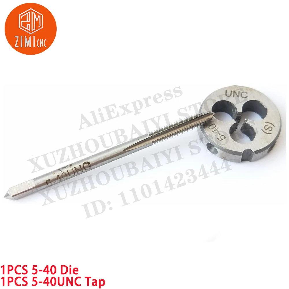 

1PCS 5-40 Die + 1PCS 5-40UNC Tap Machine Thread Tap Round Thread Die Right Hand HSS Taper CNC tools metal lathe cutting tools