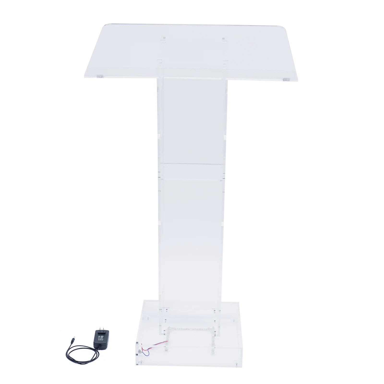 Acrylic Pulpit Stand Presentation Lectern Podium Church Office Conference Podium Book Stopper LED Light Strip Design Stable