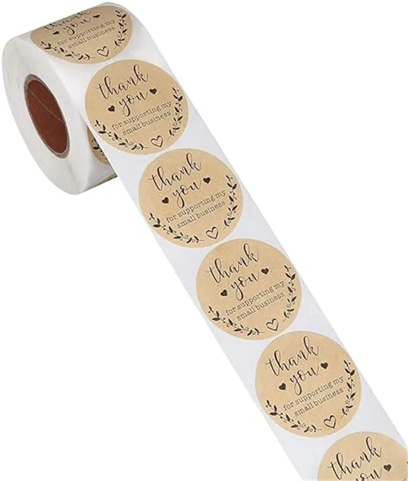 

500 Labels Per Roll 2'' Thank You for Supporting My Small Business Stickers, Kraft Labels Custom Sticker for Bakeries