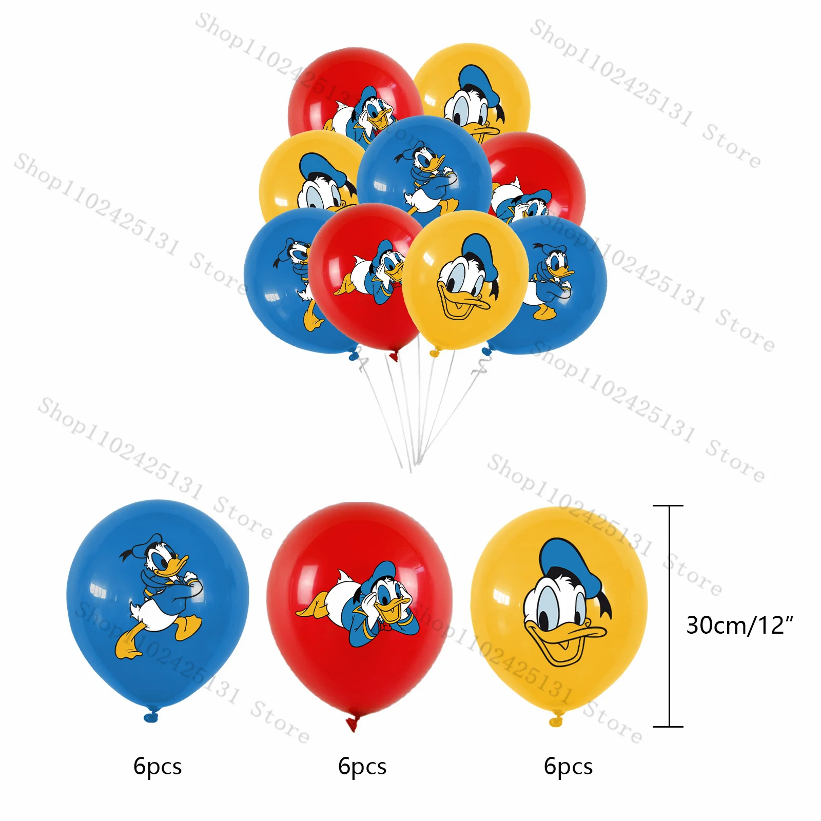 لوازم زينة حفلات أعياد الميلاد السعيدة من دونالد داك، بالونات ألومنيوم، خلفية كرتونية، لافتة علوية للكب كيك، هدية #5
