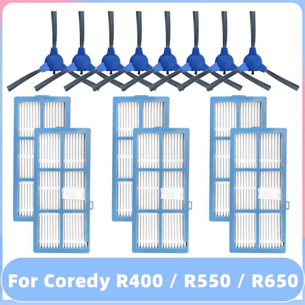 Compatible For Coredy R400, R550, R650, R750 (R700), R580, G800, G850 Robot Vacuum Side Brush Hepa Filter Spare Part Accessory