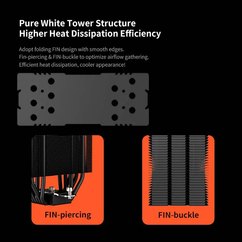 UPSIREN Walrus Whisper 120 مشعاع تبريد الهواء لهيكل العرض الرقمي، 6 أنابيب حرارية، يدعم LGA1851/1700/115X/1200/AM5/AM4
