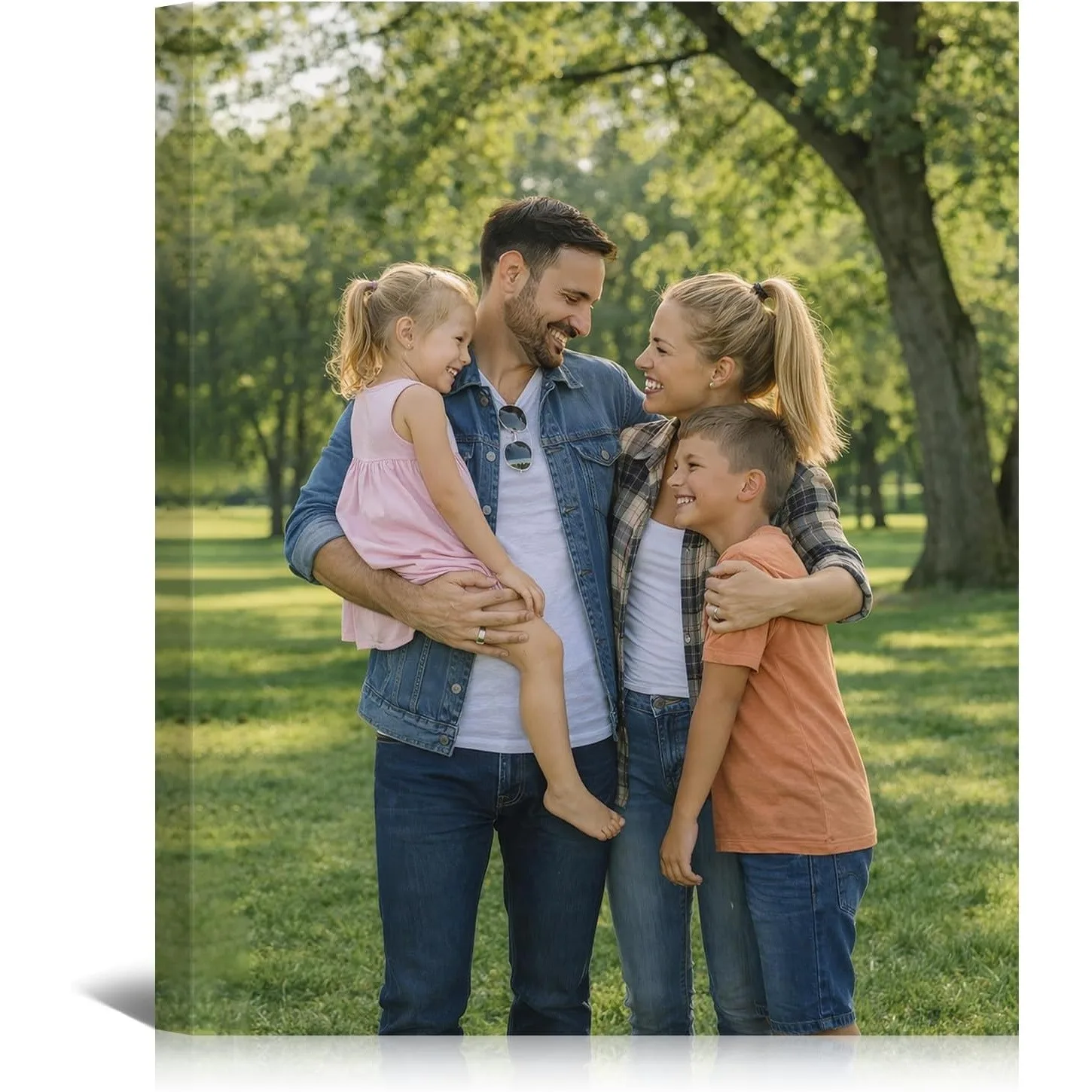 2D Flat Style, Frameless Custom Canvas Wall Art - Personalized Photo/Portrait for Couples & Families. Modern Horizontal And