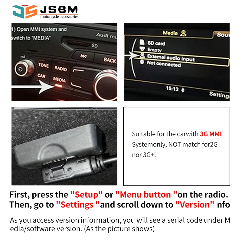 JSBM Bluetooth For Car Wireless bluetooth Module AMI Music Aux Adapter  for Audi VW MMI 3G MDI VW Golf Jetta Passat models 2011