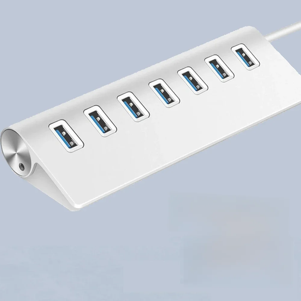 HUB USB 3.0 en alliage d'aluminium, 7 Ports, adaptateur multi-répartiteur haute vitesse jusqu'à 5Gbps, extenseur de Station d'accueil pour ordinateur portable