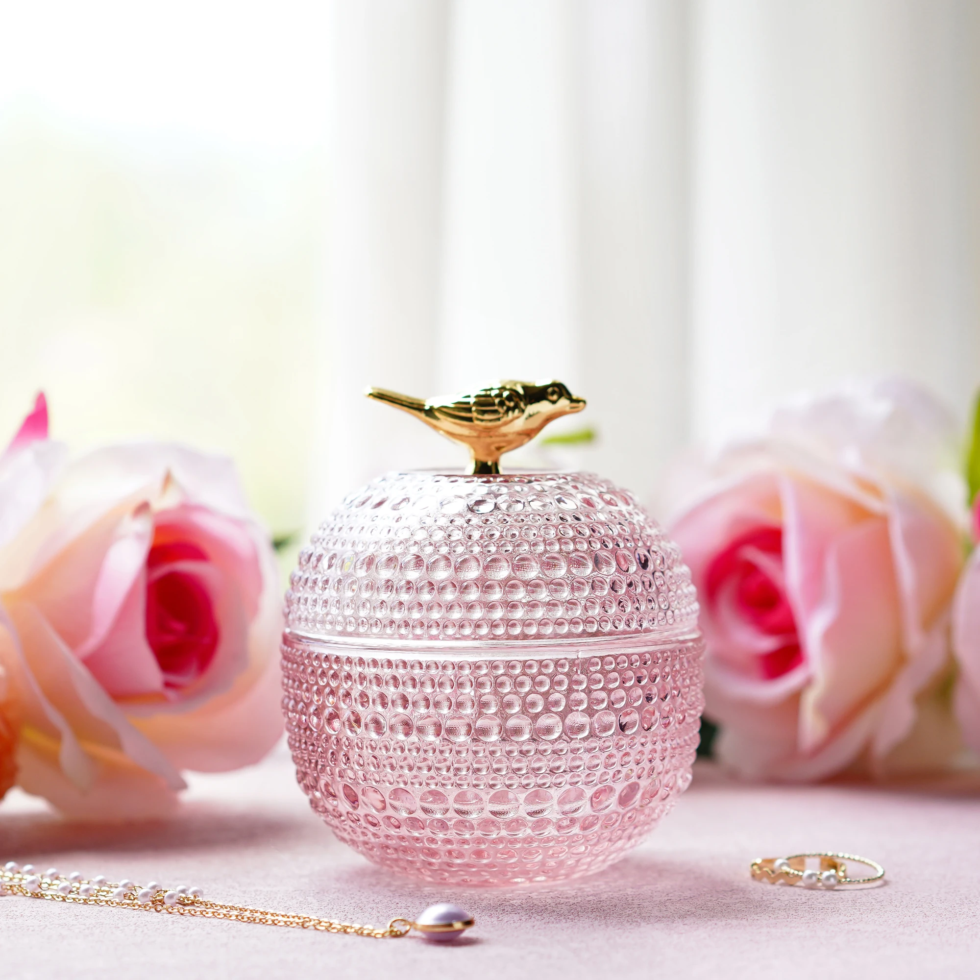 Glass Candy Jar with Lid Glass Apothecary Jar with Lid Crystal Jewelry Storage Glass Jar Food Container for Wedding