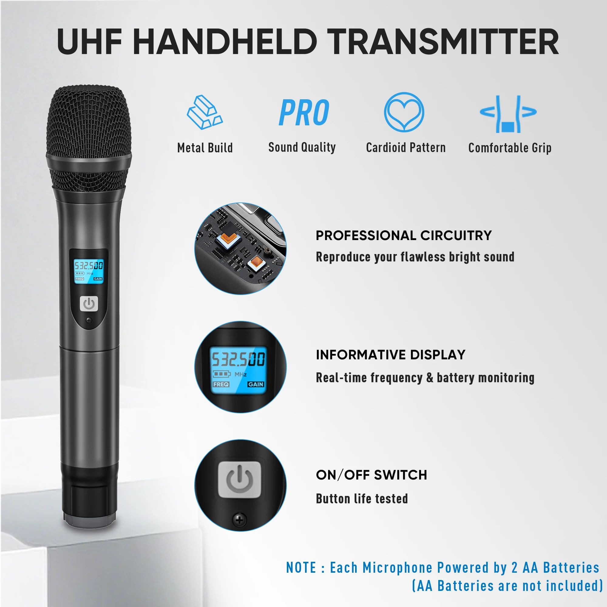 FULUODE V-10 4-Channel Professional Wireless System with 4 Handheld Microphones
