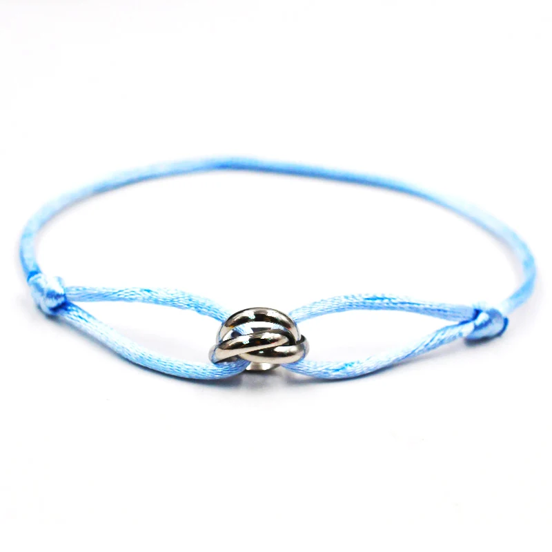 Klassieke Merk Titanium Staal Minnaar Drie Cirkels Met Kleurrijke Touw Armband voor Vrouwen Mannen Custom DIY Armband Groothandel New2023