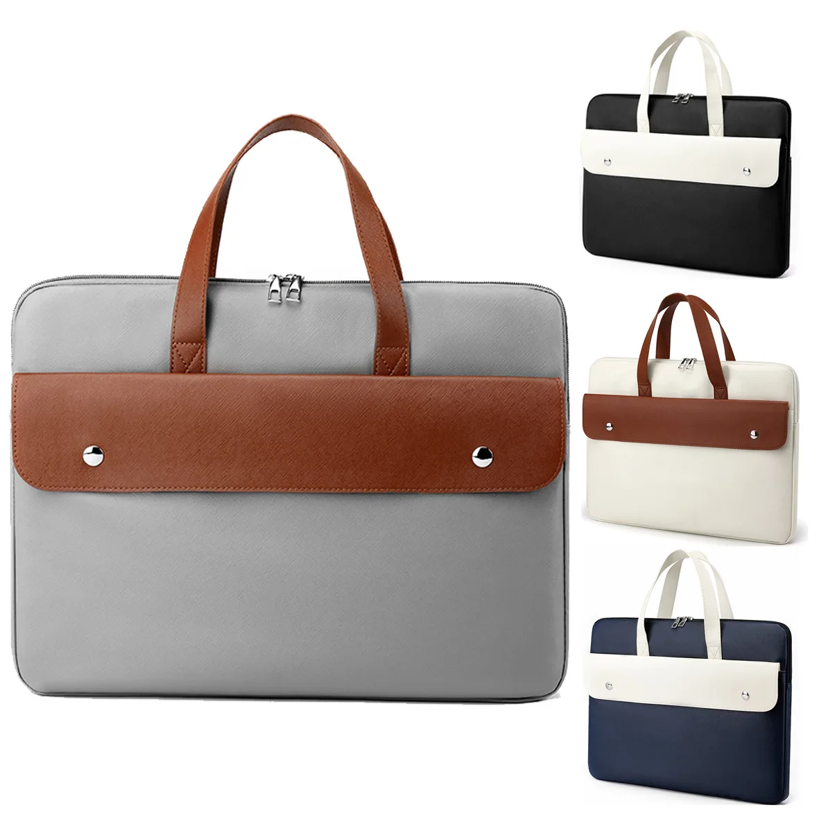 

Water Resistant PU Laptop Handbag Briefcase, Large Capacity Notebook Bag for 14/15.6 Inch Laptop Unisex