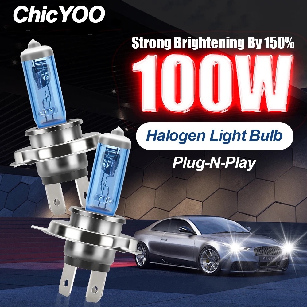 

H7 H4 H1 H11 9005 9006 Halogen Headlight 9012 880 9145 H13 9007 5202 Car Light Hi/Lo Beam 6000K 12V 100W Super White Bulb 2PCS