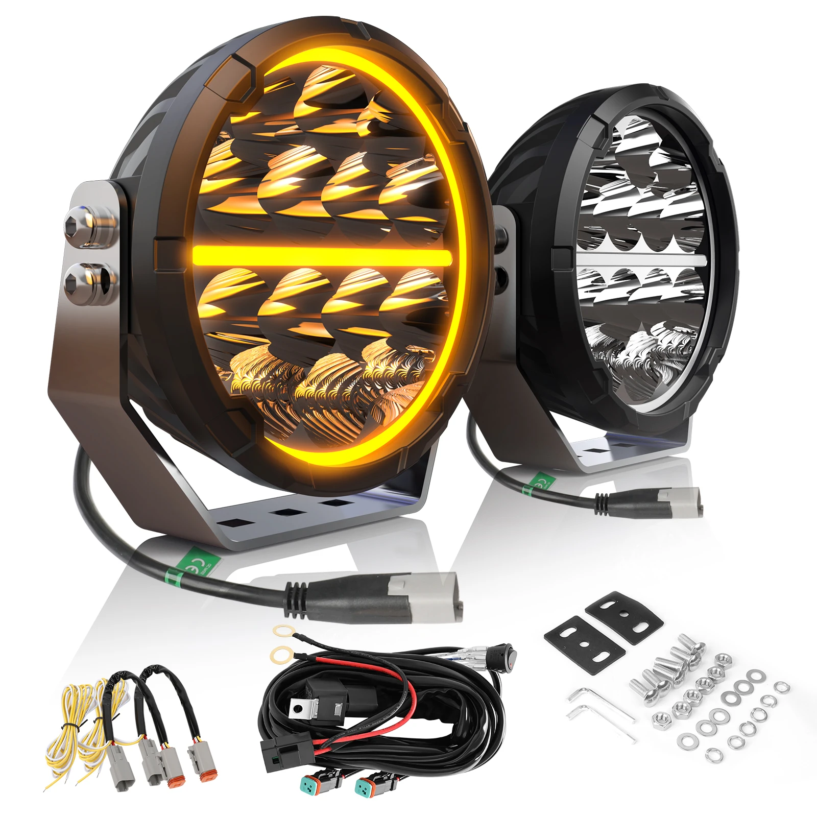 

6.5 in Round LED Offroad Lights with DRL 45000 LM Round LED Driving Lights Combo Beam Auxiliary Spotlight for OffRoad/Pickup