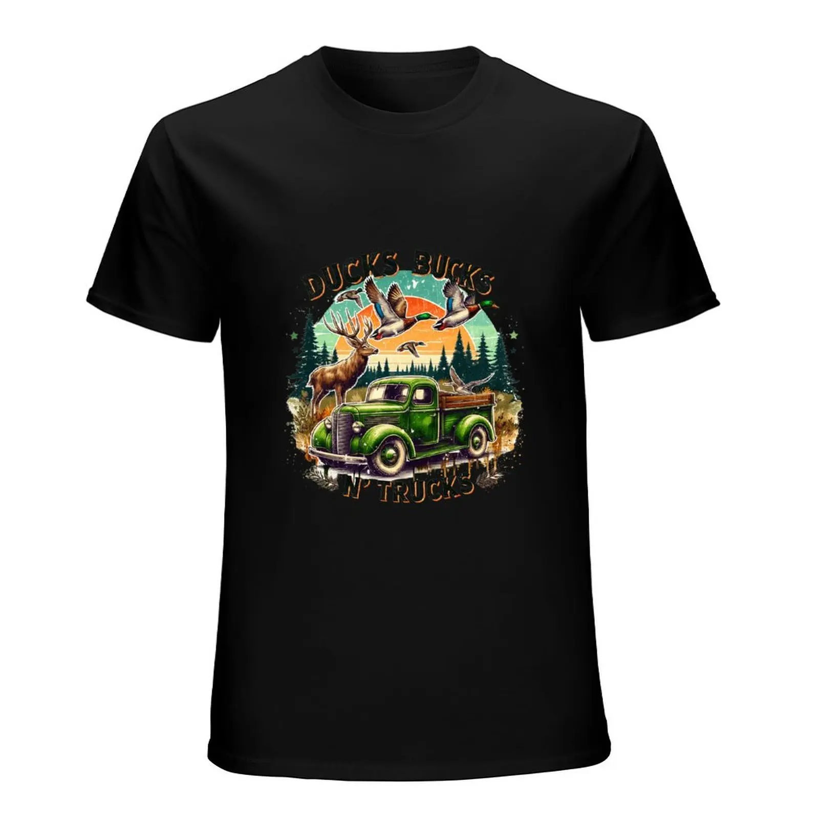 Country Farm Mallard Duck Camo Bow Marsh Black Mens Short Sleeve Tshirt Outdoor Shooting Breathable Daily Shirt