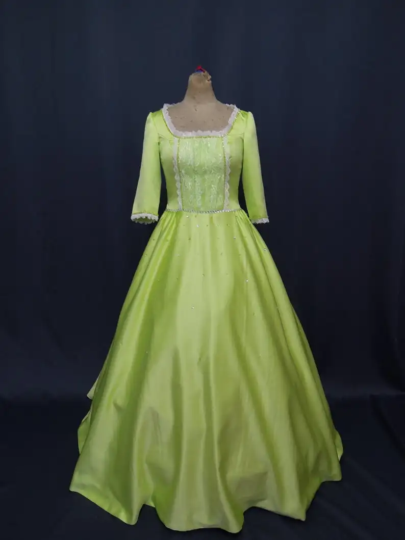 

Princess Amber Cosplay Costume Amber Green Dress Belle Ball Gown Dress Custom Made