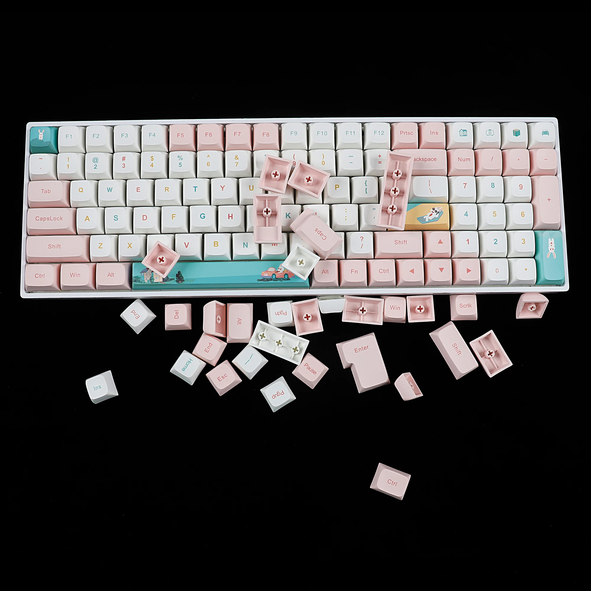 Колпачок Rabbit Elite 132 Key Dye Sub ZDA PBT, аналогичный XDA ANSI ISO для клавиатуры MX 104 87 61 Melody 96 KBD75 ID80 GK64 68