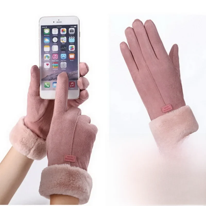 AliExpress ZOCI Women Winter Thick Plush Gloves Fashion Warm Suede Outdoor Guantes Lady Touchscreen Driving Gloves Sports Cycling Mittens