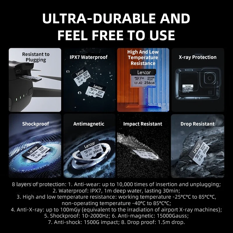 Karta pamięci Lexar Silver Plus TF o szybkości odczytu 205 MB/s, 64 GB, 128 GB, 256 GB, 512 GB, 1 TB, V30 A2, profesjonalna karta pamięci do konsoli do gier i telefonu komórkowego. — zdjęcie produktu 5