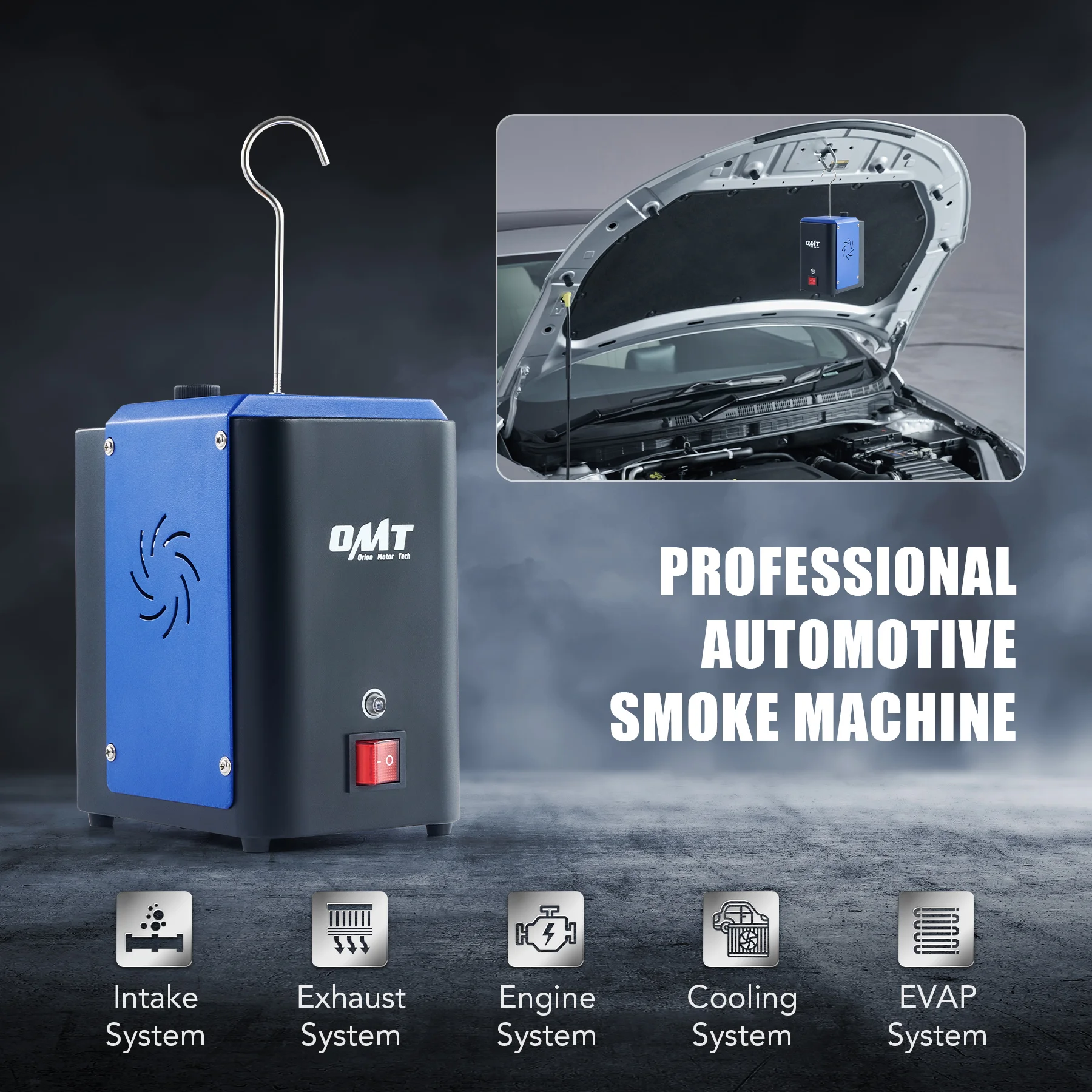 OMT السيارات EVAP آلة كاشف تسرب الدخان نظام الأنابيب فراغ التشخيص تستر r نظام أنابيب الوقود السيارات اختبار التشخيص #2