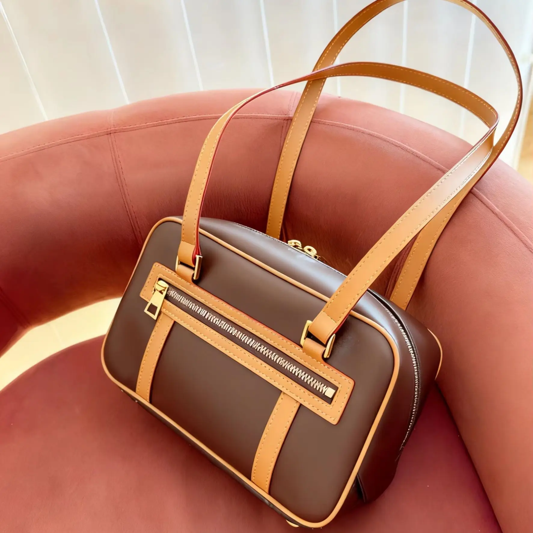 

2025 Brown Underarm Bag Rectangular Large Capacity Christmas Gift 25cm*15cm