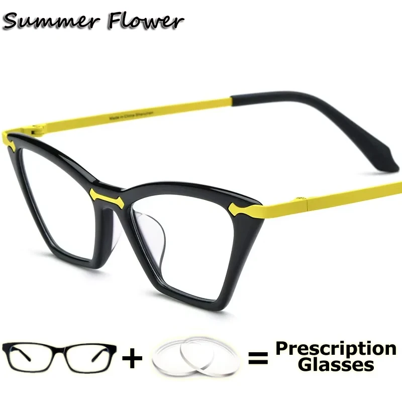 

Pure Eyewear Cat Eye Women Ready Prescription Glasses Top Quality Recipe Minus Myopia Acetate Optical Eyeglasses Frames Female