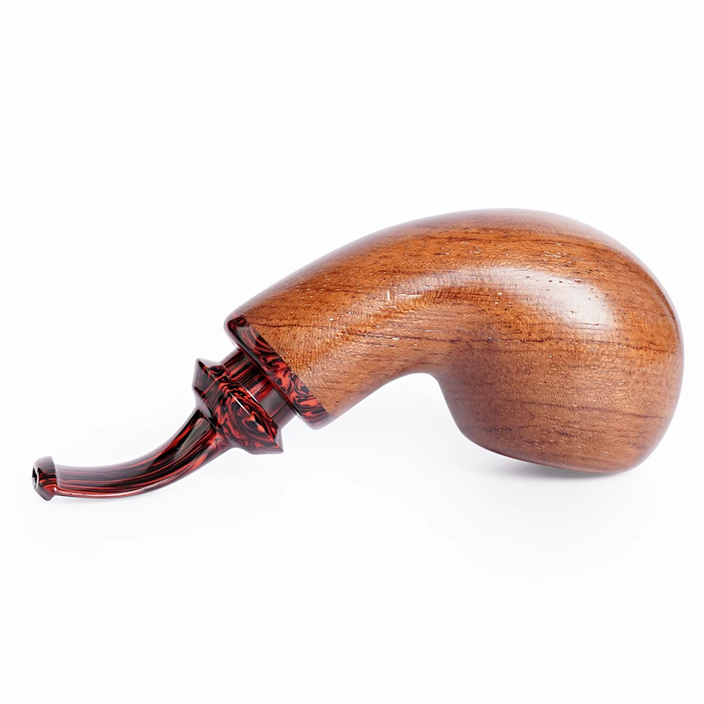 MUXIANG Apple Large Chamber Pipe Colorful Curved Handle Warm Snuff Pipe Father' Gift Military Insert Pipe Handle Sandalwood Pipe