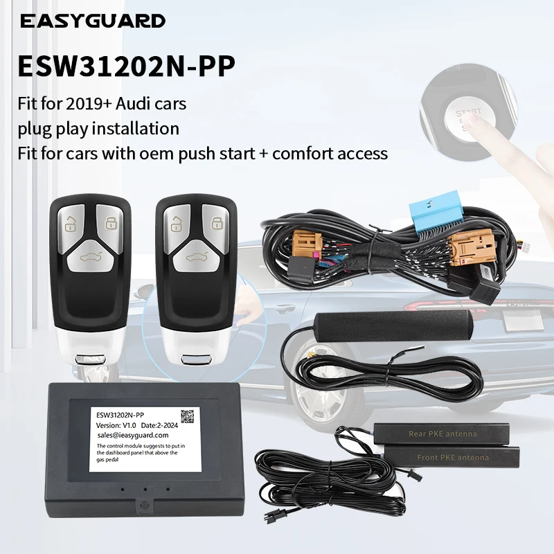 EASYGUARD Smart Key PKE Keyless Entry System For Audi 19+ A4/A5/A6/A7/A8/Q5/Q7/Q8 Cars with OEM push start & comfort access