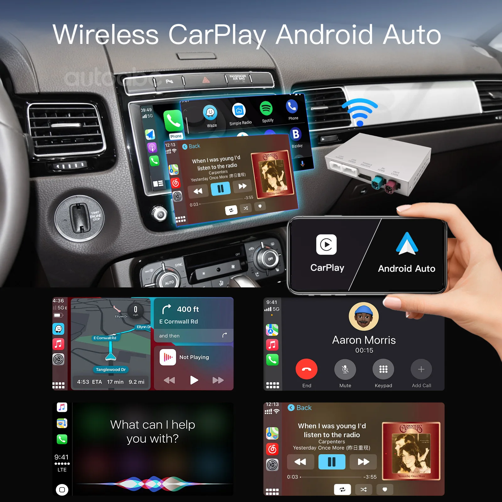 Wireless carplay Android Auto conversion box for Volkswagen Touareg RNS850 Mirror Link, AirPlay Box Recoder Accessoires 8 inches