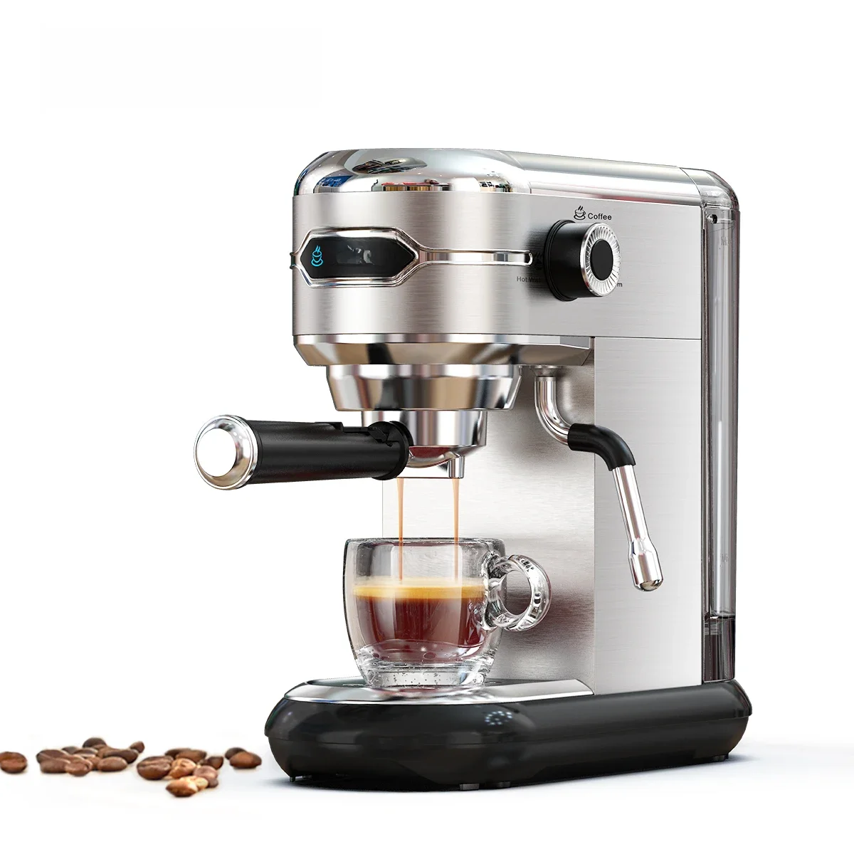 HiBREW Cafetera 20 Bar Inox Semi Automática Super Slim ESE POD & Pó Espresso Cappuccino Máquina de