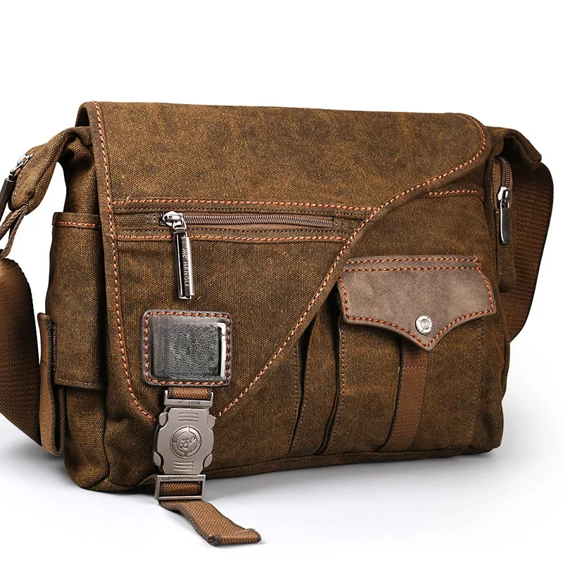 Ruil Men Canvas Wielofunkcyjna torba na ramię Retro Torebki podróżne Odporność na zużycie Torby na ramię Pakiet rekreacyjny bolsa — zdjęcie 2
