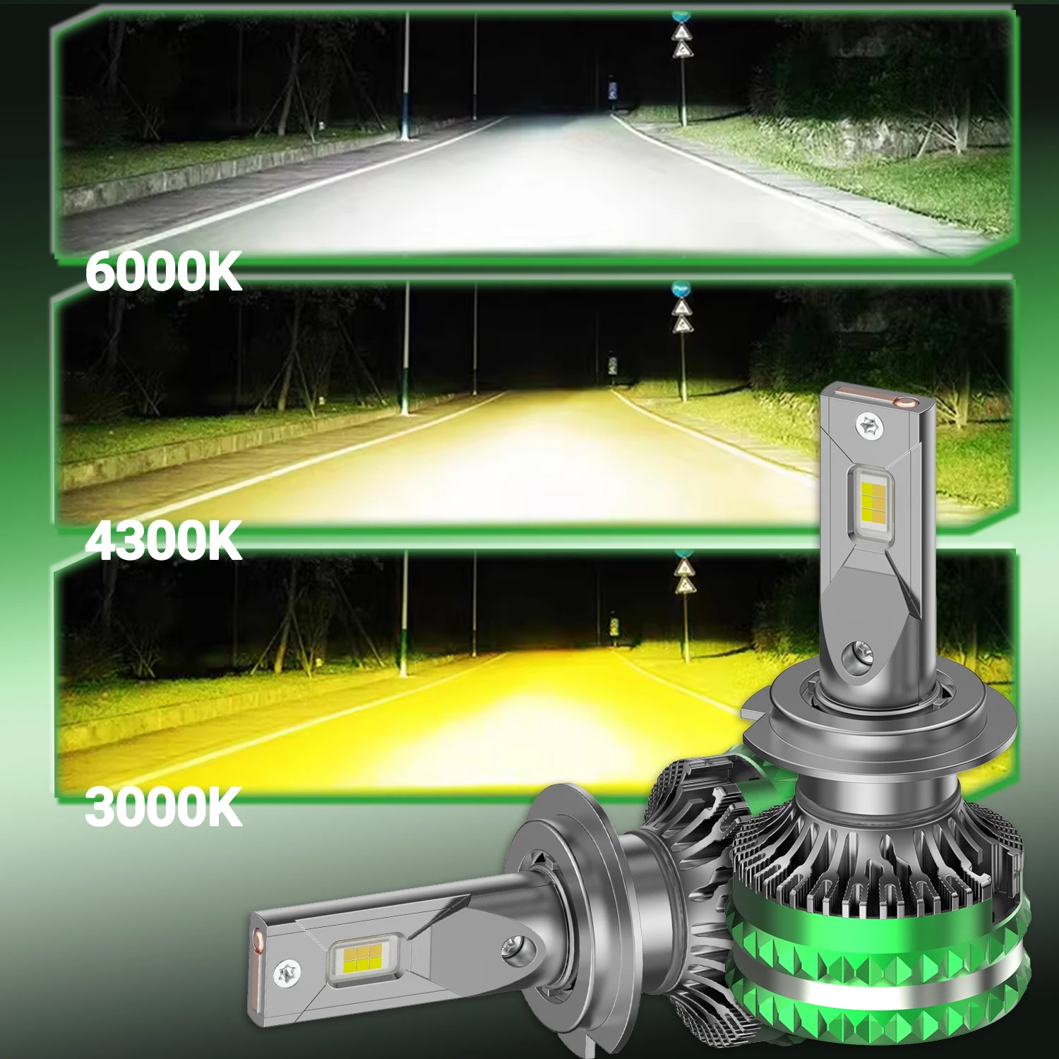 

3 Colors H7 H11 H4 LED Headlight 100W 3500000LM H8 H9 H1 9005 HB3 9006 HB4 Car LED Headlamp 3000K 4300K 6000K Light Bulb CANBUS