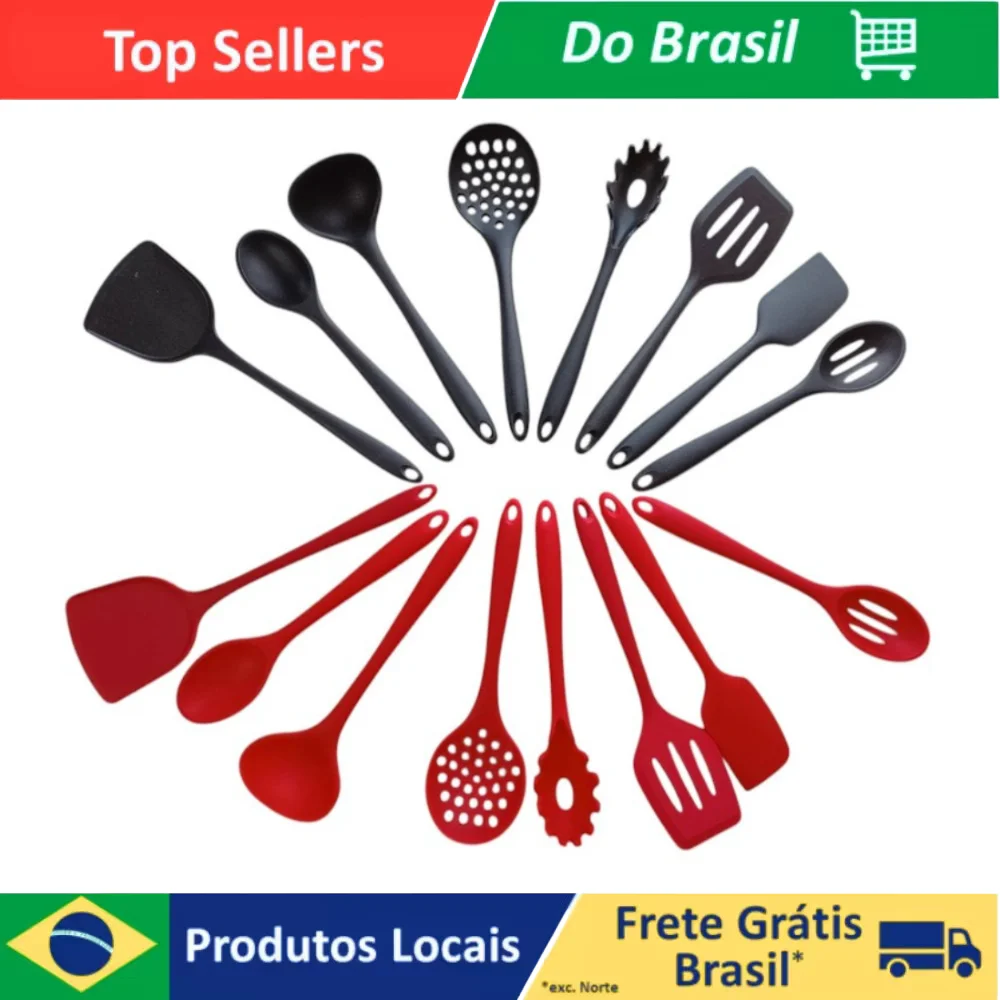 Utensílio e Item de Cozinha Silicone Altas Temperaturas Resistente Colher Espatula Concha