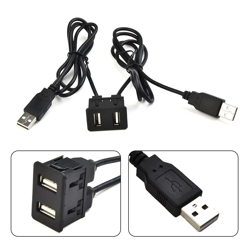 AliExpress NONE 100cm Automotive Dashboard Flush-Mount AUX USB Port Panel Dual-USB Expansion Adapter Cable For Bike Marine Motor Extension Part