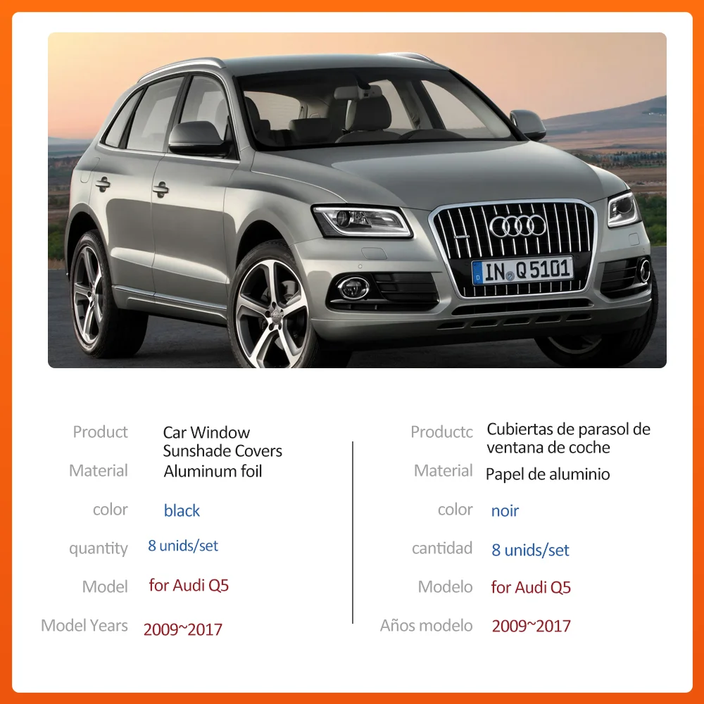 Car Magnetic Sunshade for Audi Q5 8R 2009~2017 2010 Windshield Curtain Sun Visor Side Roof Window Sunroof Pad Cover Accessories