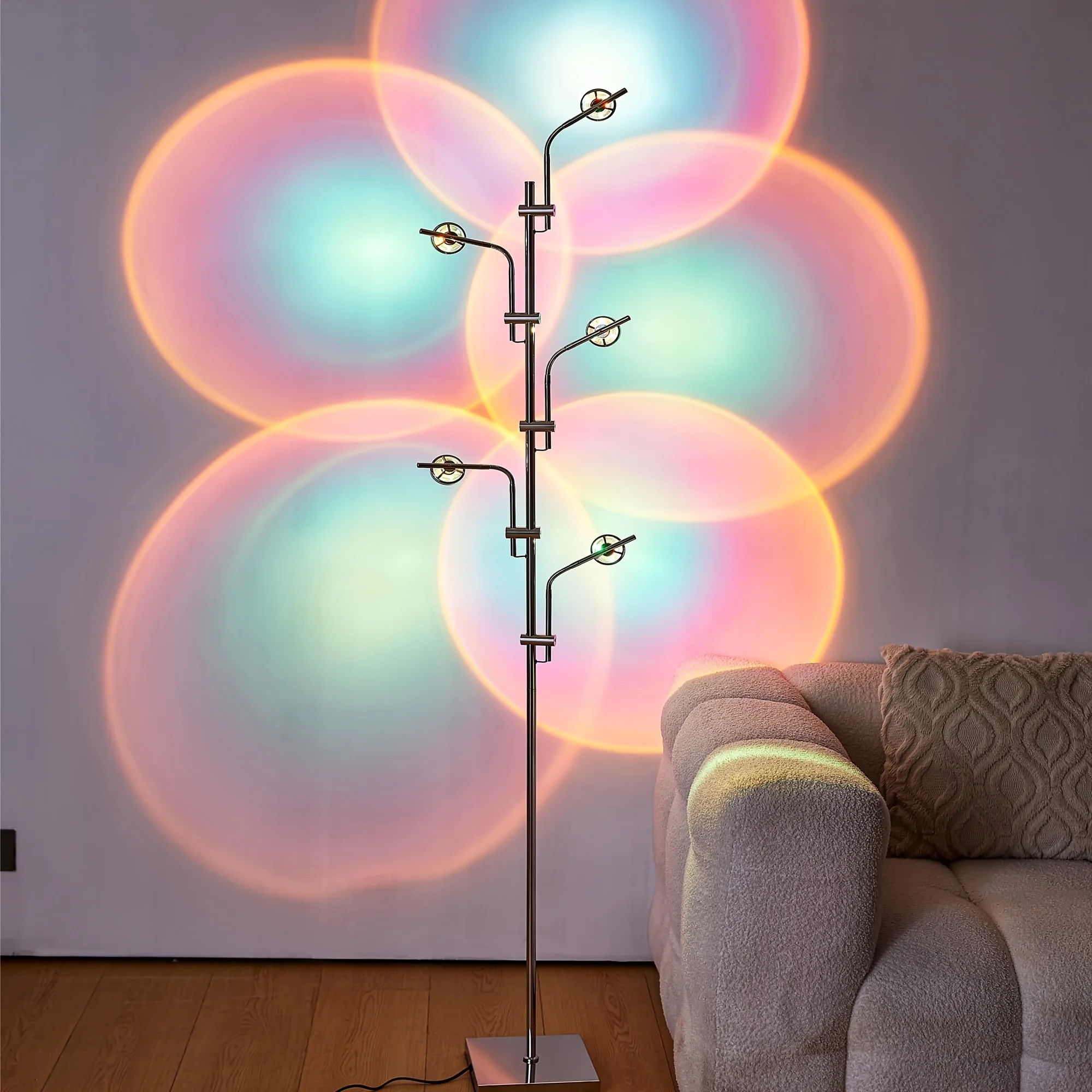 Unique 5 Multi Head Sunset Lamp Projector LED Corner Floor Lamps For Live Ambient Lighting In Living Rooms, Bedrooms, Dining Roo