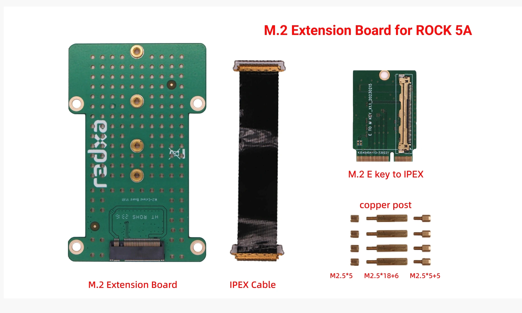 Radxa M.2 papan ekstensi, untuk ROCK 4A/4B/4A +/4B +/4SE/3A/5A/3C