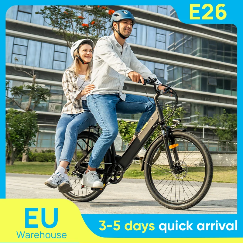 Urlife 750W e-bike banlieue 26x2 "pneus 36V 13Ah écran LCD amovible vitesse 7 vitesses freins à disque hydrauliques pour adultes